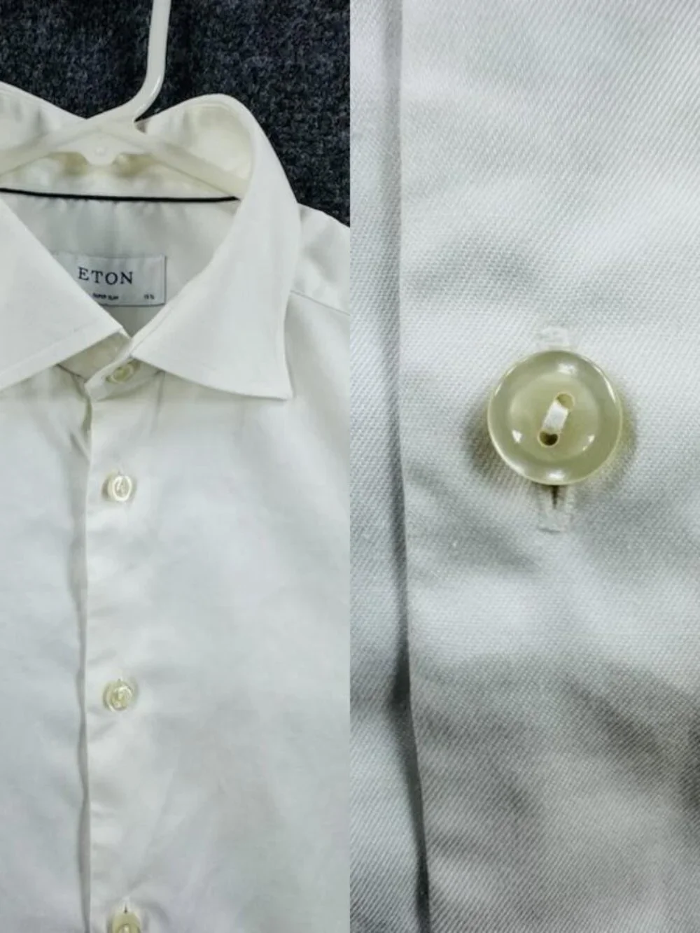 Eton Signature Twill White 15.75 Super Slim Point Mens All Cotton Elegant Solid